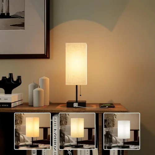Miniatura 16 de Lámpara de mesa YIDPU para dormitorio, lámpara de mesita de noche para cabecera con tomas de corriente AC, lámpara de escritorio LED ajustable de 3