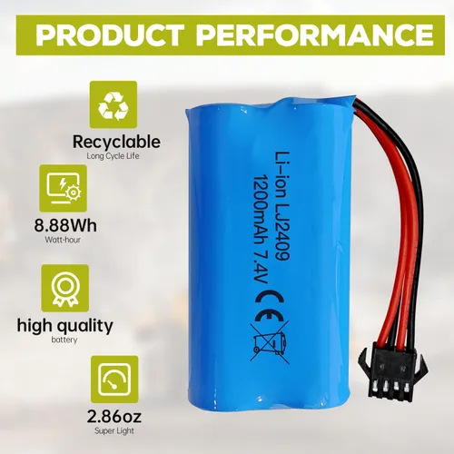 Miniatura 4 de Accesorios 2 unids 7.4 V 1200 mAh SM-4P Plug Batería para EC08 Control Remoto Barco Batería de repuesto Modelo de barco Modelo de coche Batería