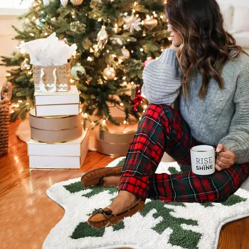 Miniatura 5 de YRXRUS Alfombra de baño de copos de nieve, decoraciones navideñas, tapete con forma de nieve verde y blanca, sala de estar, dormitorio, cocina