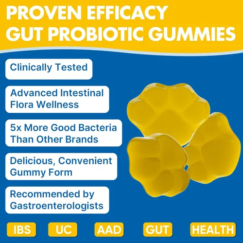 Miniatura 6 de Gomitas de probióticos y salud intestinal, 112.5 mil millones de UFC, sin azúcar, 8 cepas + prebióticos + hierbas - para digestivo, inmune, diarrea