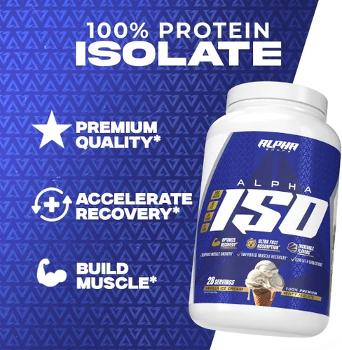 Miniatura 10 de Alpha Supps ISO - Polvo aislado de proteína de suero de leche 100% bajo en carbohidratos, 0.88 onzas por porción, ayuda a apoyar el crecimiento