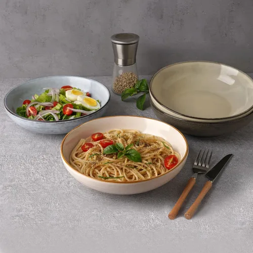 Miniatura 5 de famiware Tempus - Juego de 4 cuencos para pasta de 8.6'', cuencos de 40 oz para cocina, cuencos hondos de gres para servir, aptos para lavavajillas