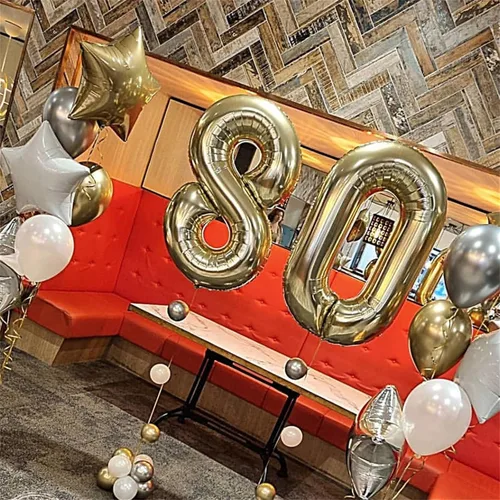 Miniatura 6 de Globo dorado champán con el número 5, globos de aluminio autoinflables grandes de 40 pulgadas del 0 al 9, globo de helio digital 5 dorado claro