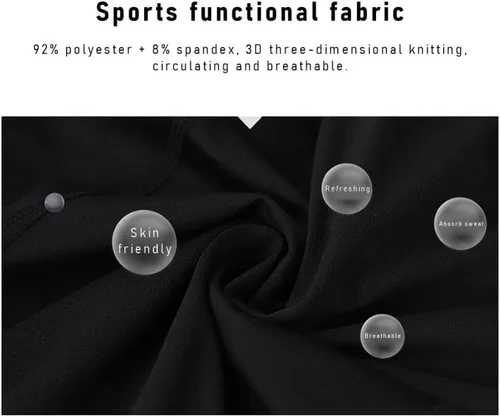 Miniatura 11 de Paquete de 2 pantalones de baloncesto para hombre con rodilleras 3/4 capri acolchadas, mallas de compresión deportivas, capa base atlética