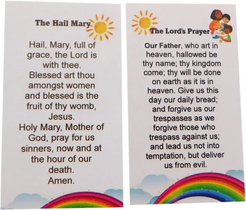 Miniatura 2 de Westmon Works Paquete de 5 tarjetas con texto en inglés «How to Pray the Rosary for Children Folleto y Our Father Hail Mary Holy Card»