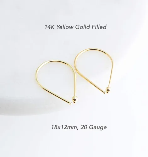 Miniatura 2 de 13mm de plata de ley 20 GA Aretes de aro invertidos colgantes de lágrima hipoalergénicos ligeros con hilo para mujer