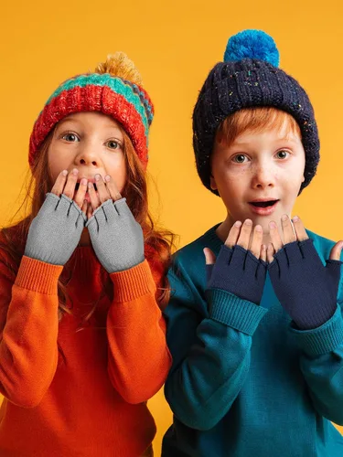 Miniatura 2 de SATINIOR 4 pares de guantes largos de medio dedo sin dedos para niños, de punto con brazo de invierno, guantes de medio dedo para niños