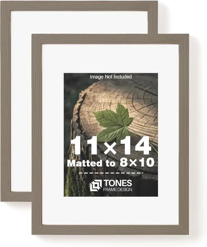 Miniatura 17 de TONES FRAME DESIGN Juego de 2 portarretratos de 5 x 7 pulgadas con acabado de chapa de madera maciza de roble de 5 x 7 pulgadas con paspartú de 4 x