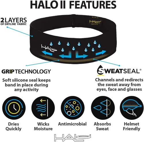 Miniatura 6 de Halo Headband Halo II, sudadera con banda para el sudor para hombres y mujeres, antideslizante, con tela Dryline que absorbe la humedad