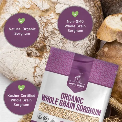 Miniatura 4 de Great River Milling Sorgo de grano entero Grano antiguo alto en proteínas Sin OMG, certificado Kosher Ideal para ensaladas, pilaf, gachas
