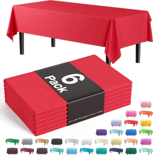 Miniatura 58 de Party Solids Paquete de 6 manteles de plástico prémium de 54 pulgadas x 108 pulgadas. Cubierta de mesa rectangular de plástico - Aqua