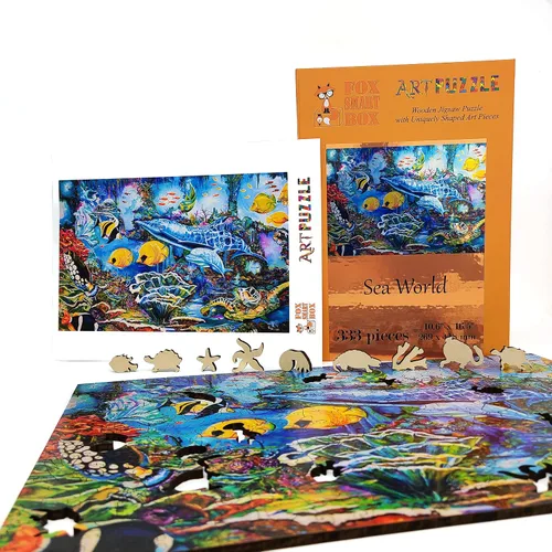 Miniatura 3 de Paquete de madera para adultos, piezas de forma única, fabricado en los Estados Unidos por FoxSmartBox - 333 piezas - Sea World