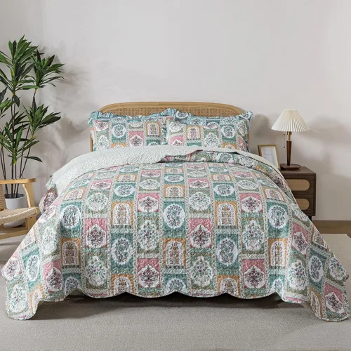 Miniatura 33 de HoneiLife Juego de colcha de tamaño King extragrande de 120 x 120 pulgadas, 3 piezas, California King extragrande, todas las estaciones, ropa