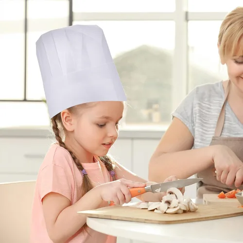 Miniatura 5 de ESHATO Sombreros de chef para niños, adultos, tela no tejida, ajustable, para el hogar, cocina, juego de tapas para cocinar, hornear, recuerdos
