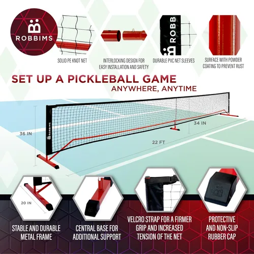 Miniatura 3 de Juego de pickleball con red 4 paletas de fibra de carbono aprobadas por Pickleball de EE. UU., sistema de red portátil de tamaño regulador, 8