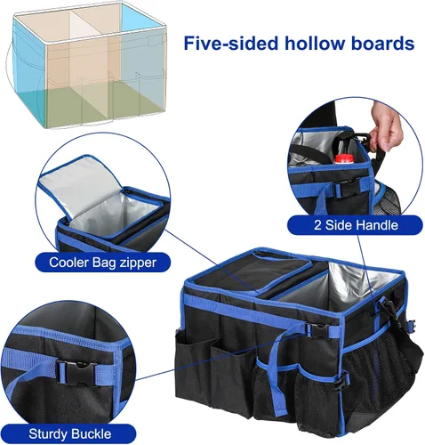 Miniatura 3 de Organizador grande para parrilla con bolsa refrigeradora, organizador de accesorios de barbacoa, cesta de picnic con soporte para toallas de papel