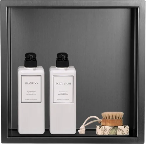 Miniatura 9 de Nicho de ducha de acero inoxidable cepillado de 12 x 6 pulgadas, organizador de ducha empotrado, inserto de estante de baño para instalación