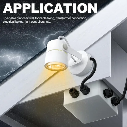 Miniatura 6 de Joinfworld Kit de 72 prensaestopas impermeables con alivio de tensión, conector de cordón con agarre resistente a la intemperie, paso de cable PG7