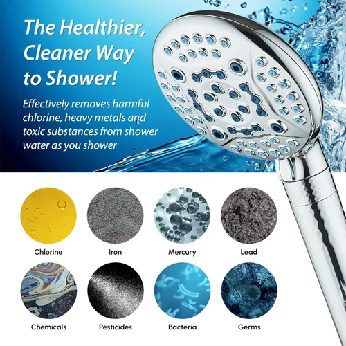 Miniatura 6 de AquaCare High Pressure 6-way Dual Shower Head Combo with Built-in Filter & Power Wash - Clean Tub, Tile & Pets. Remove Chlorine, Lead & Toxins from
