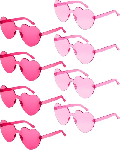 Lentes de sol sin marco, en forma de corazón, transparentes, color caramelo, para recuerdos de fiesta, 8 pares.