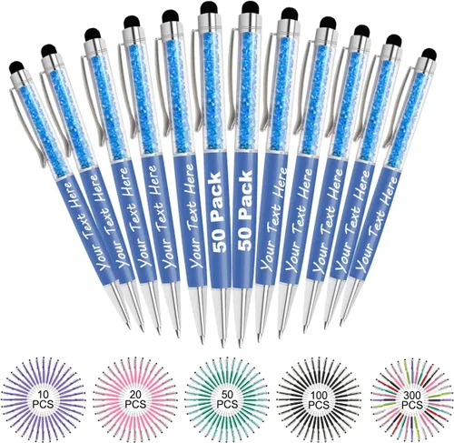 Miniatura 39 de Bolígrafos personalizados con nombre y texto, bolígrafos de diamantes de cristal personalizados a granel, 10 bolígrafos, regalos para mujeres