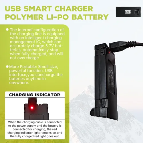 Miniatura 3 de 3 unids 3.7 V 1000 mAh Lipo batería con 1 unids cable de carga USB para E88 E88MAX E99 E99MAX BD101 P15PRO P8 A13 A15 K10MAX RC Drone batería