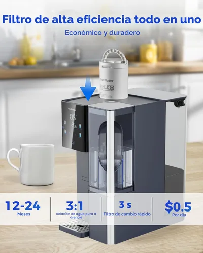 Miniatura 6 de Sistema de filtro de agua de 7 etapas por ósmosis inversa de mostrador, 528 galones de filtración de agua RO con jarra portátil, NSF/ANSI Ct910-azul