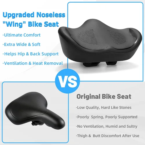 Miniatura 5 de CDYWD Noseless Oversized Bike Seat for Men Women Comfort, Extra Wide Padded Bicycle Seat Cushion, Large Comfortable Bike Saddle for Peloton