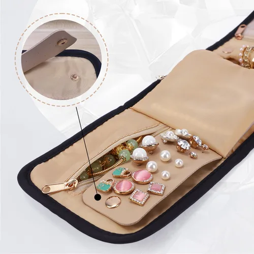 Miniatura 5 de emissary Organizador pequeño de viaje para joyas, para collares, aretes, anillos, pulseras, almacenamiento de joyas, almacenamiento de aretes