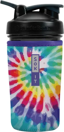 Miniatura 22 de Sok It BotlSok Botella Mezcladora de Proteínas con Funda Aislante de Neopreno (Floral Abstracto, Se Ajusta a Mezcladoras de 24oz)