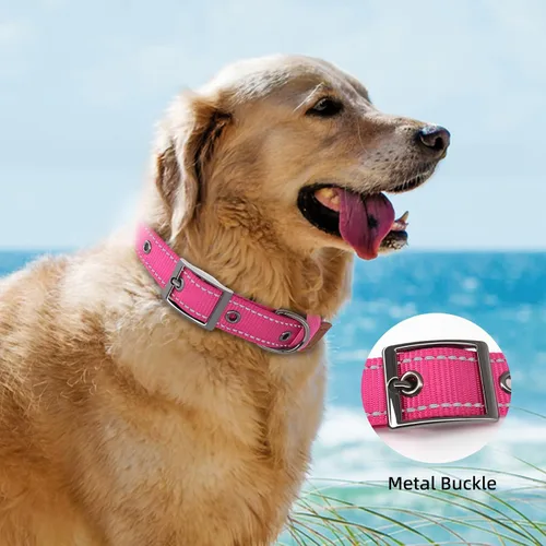 Miniatura 2 de Collar de perro personalizado con nombre impreso UV y número de teléfono, collar de nailon reflectante ajustable personalizado para perros grandes