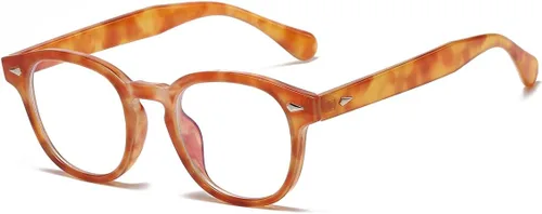Miniatura 8 de Gafas Retro Redondas de Bloqueo de Luz Azul para Hombres y Mujeres, Montura Vintage sin Prescripción para Lectura de Computadora