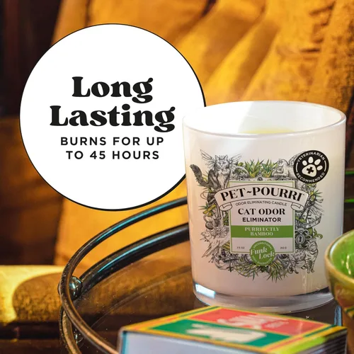 Miniatura 5 de Pet-Pourri Purrfectly Bamboo Cat Deodorizer Candle - Vela desodorizante de bambú para gatos, ingredientes y cera a base de plantas seguros