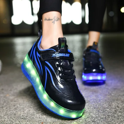 Miniatura 4 de Ufatansy Zapatos de patinaje con luz LED con ruedas, zapatos de rodillo USB Rechargealbe zapatos regalos para niños