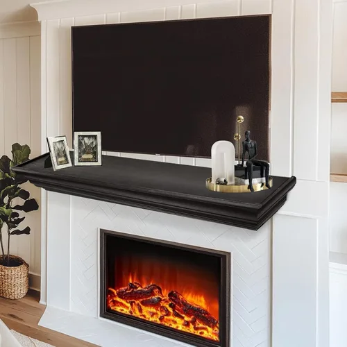 Miniatura 6 de Estantería rústica para chimenea, estante flotante de madera de 48 pulgadas para sobre chimenea, chimenea montada en la pared, estantes flotantes