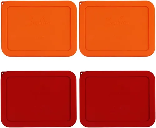 Miniatura 13 de Sophico Tapa de almacenamiento rectangular de silicona para 6 tazas de repuesto para cuencos de vidrio Pyrex 7211-PC, recipiente no incluido (MIX)