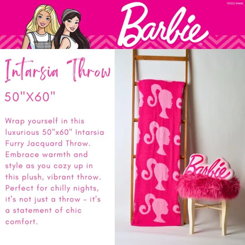 Miniatura 2 de Franco Collectibles Barbie - Ropa de cama para adultos, suave, acogedora, elegante, Dream Lux Intarsia, manta de punto, 50 x 60 pulgadas