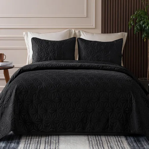 Miniatura 19 de Whale Flotilla - Juego de ropa de cama King, colchas suaves color beige brillante para cama King, tamaño King para todas las estaciones, 3 piezas