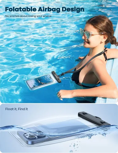 Miniatura 3 de Lamicall 2 piezas de bolsa impermeable para teléfono flotante - [Diseño suave 3D sin costuras] Funda impermeable IPX8 para teléfono celular