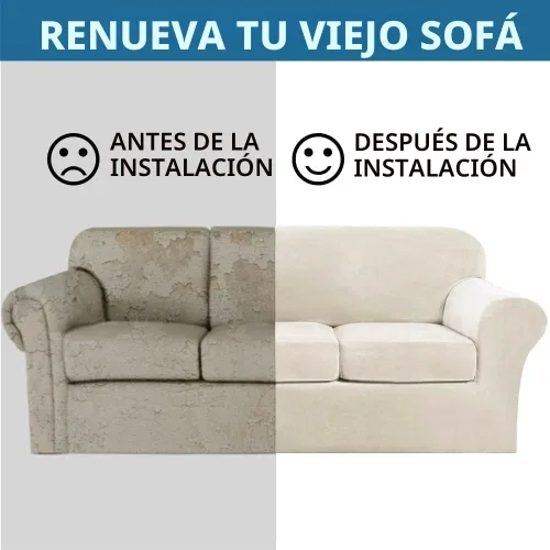 Miniatura 8 de H.VERSAILTEX - Funda moderna y muy elástica para sofá de 4 piezas, de terciopelo afelpado, para sofá con 3 cojines, lavable a máquina, para sofá
