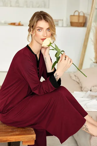 Miniatura 2 de Ekouaer Camisón largo para mujer con cuello en V, ropa de dormir de longitud completa con bolsillos