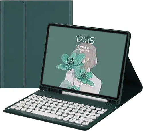 Miniatura 18 de Funda de teclado para iPad de 5ª/6ª generación de 9.7 pulgadas, Air, Air2, iPad Pro de 9.7 pulgadas, con bonita llave redonda, funda de teclado