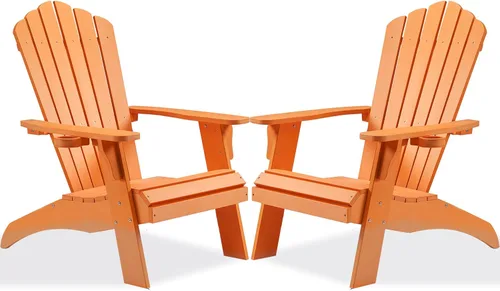 Miniatura 20 de Psilvam Silla Adirondack, silla para hoguera de madera de polietileno de gran tamaño con soporte para tazas, sillas de patio de soporte de 350 Blanco