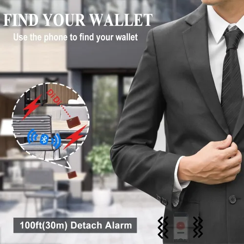 Miniatura 2 de Cartera rastreable para hombres Anti-perdida Cartera para hombre GPS Tracker & Finder tarjeta de crédito (marrón) Regalo de Navidad