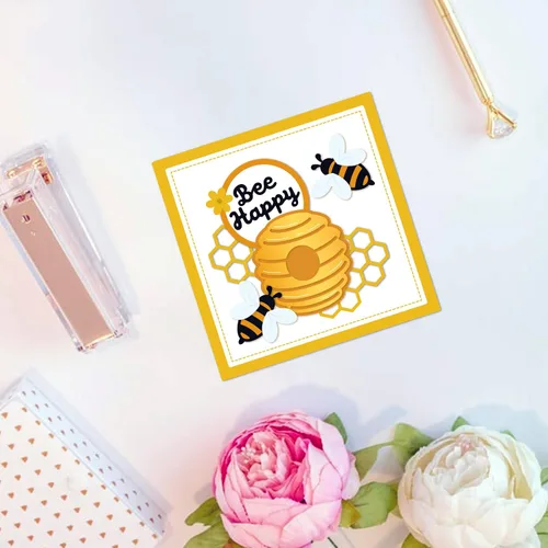 Miniatura 6 de BENECREAT Troqueles de corte de abeja y ramas de flores de miel de 5.5 x 4.5 pulgadas, plantillas de metal para álbumes de recortes, fabricación