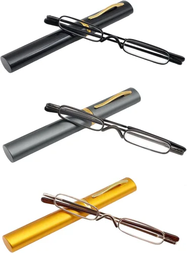 Miniatura 9 de Mini gafas de lectura delgadas tipo bolígrafo con estuche de clip portátil, lectores de bolsillo pequeños para hombres y mujeres