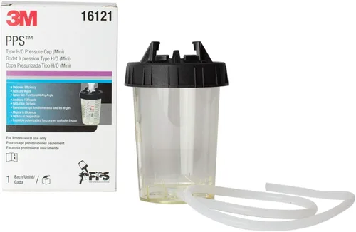 3M PPS (serie original) H/O taza de presión con manguera de aire, 16121, Mini, 6 onzas, uso con pistola de pulverización 3M Accuspray HGP para