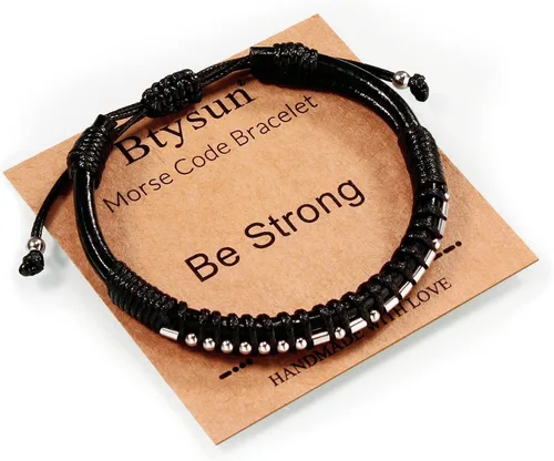 Miniatura 8 de Regalos inspiradores para hombres, pulseras con código morse, pulseras para hombre, regalos de graduación para él, Día del Padre, pulsera de cuero