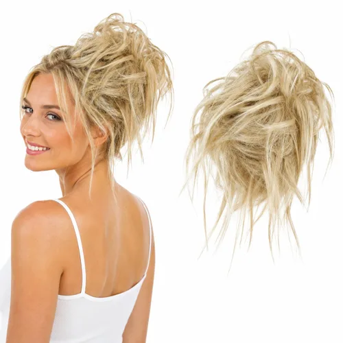 Miniatura 33 de CAISHA Prettyshop - Banda elástica XXL tipo postizo de cabello voluminoso ondulado, ideal para peinados recogidos de novias o rodetes desaliñados