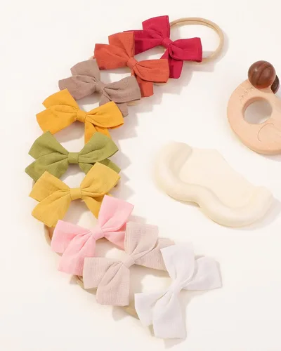 Miniatura 9 de Jollybows 20 diademas con lazo para el pelo, de nailon, bandas de lino elásticas, accesorios para el pelo para niñas, niños y bebés recién nacidos